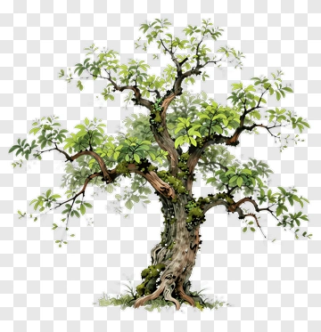 Ancient Banyan Tree With Moss And Leaves PNG