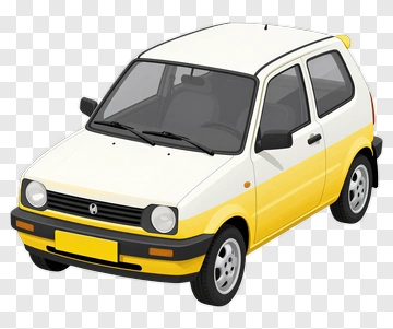 White And Yellow Compact Car PNG