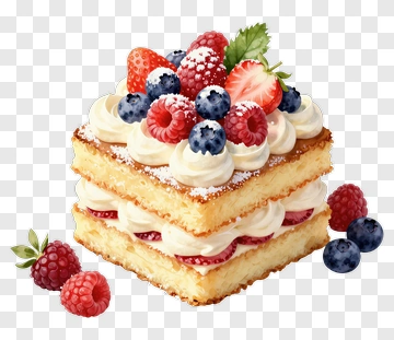 Layered Berry Cake With Whipped Cream PNG