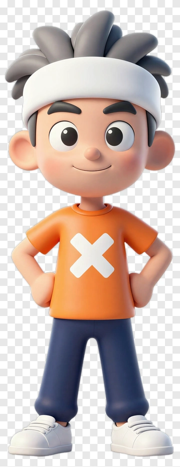Cheerful 3D Cartoon Boy PNG