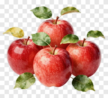 Fresh Red Apples With Green Leaves PNG