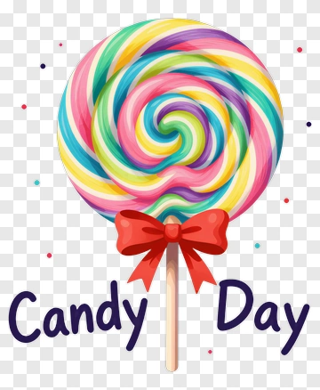 Colorful Lollipop With Red Bow PNG