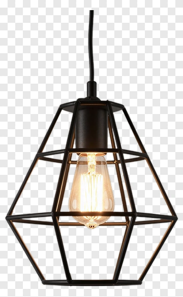 Geometric Pendant Lamp With Edison Bulb PNG