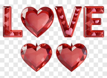 Red Love Heart Letters PNG