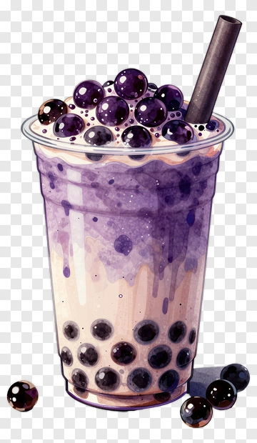 Purple Boba Tea With Straw PNG
