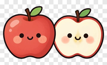 Two Cute Apples With Faces PNG