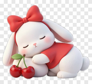 Cute Cartoon Rabbit With Red Bow PNG