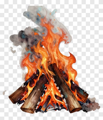 Campfire With Wooden Logs And Flame PNG