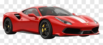 Red Ferrari Sports Car With White Stripes PNG