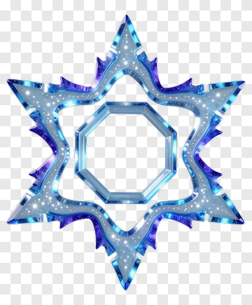 Icy Snowflake With Blue And Purple Iridescent Edges PNG