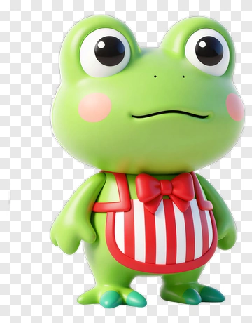 Green Frog Character In Apron PNG