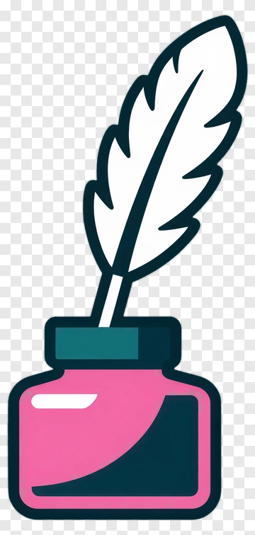 Quill In Pink Inkwell PNG