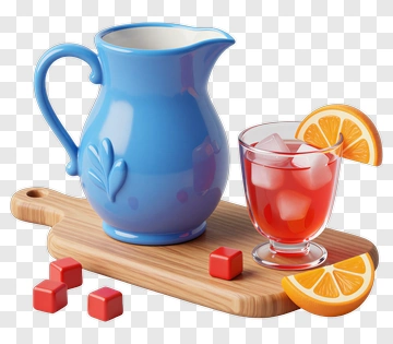 Blue Pitcher With Orange Drink PNG