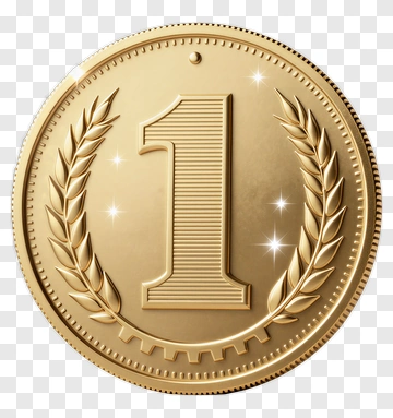 Golden Coin With Number One PNG