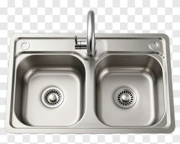 Double Basin Kitchen Sink With Faucet PNG