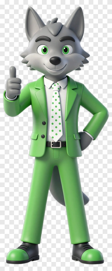 Wolf Character In Green Suit PNG
