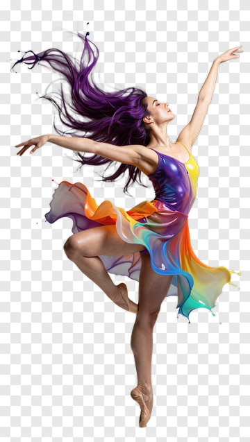 Ballerina In Vibrant Rainbow Dress PNG