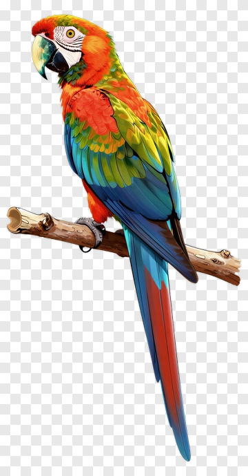 Colorful Macaw Perched On Branch PNG