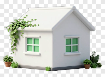 White House With Green Plants PNG