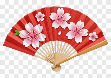 Red Fan With Cherry Blossoms PNG