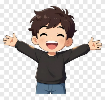 Happy Cartoon Boy With Open Arms PNG