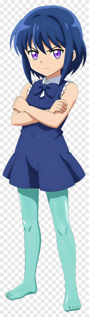 Anime Girl With Blue Hair And Purple Eyes PNG