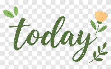 Today With Flower And Leaf Design PNG