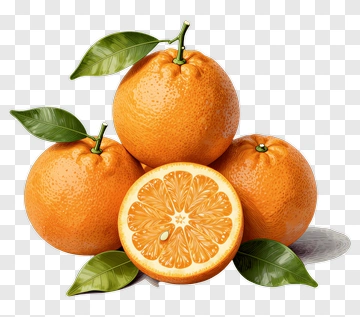 Fresh Orange With Leaves PNG