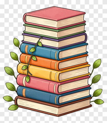 Stack Of Colorful Books With Green Vine PNG
