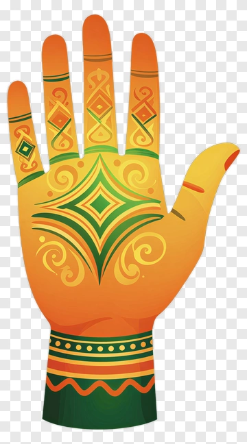 Decorated Hand With Henna Design PNG