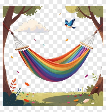 Rainbow Hammock With Flying Bird PNG