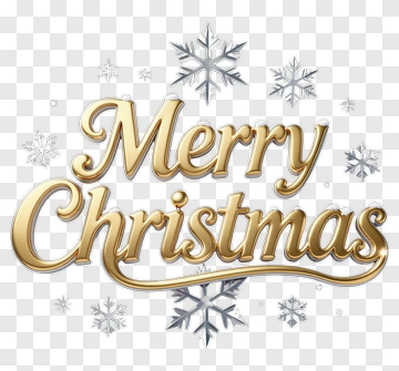 Merry Christmas Gold 3D Text PNG