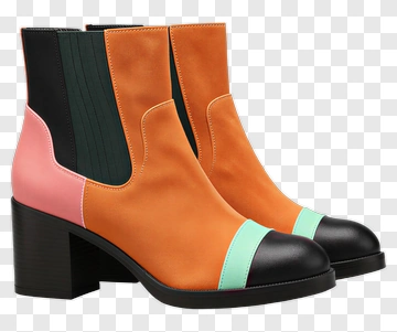 Color Block Ankle Boots With Chunky Heel PNG
