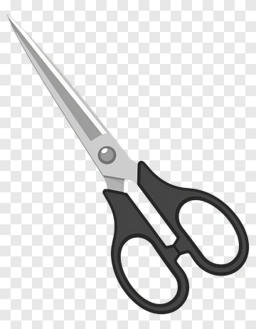 Scissors With Black Handles And Silver Blades PNG