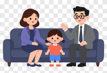 Happy Family Sitting Together PNG