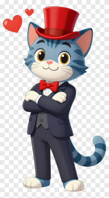 Cat In Top Hat And Suit PNG