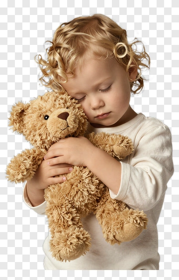 Child Hugging Teddy Bear PNG