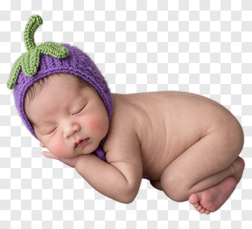 Baby Wearing Eggplant Hat PNG