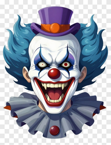 Clown With Blue Hair And Red Nose PNG
