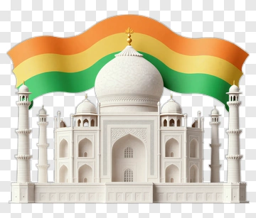 Taj Mahal With Indian Flag PNG
