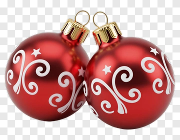Two Red Christmas Baubles With White Swirls PNG