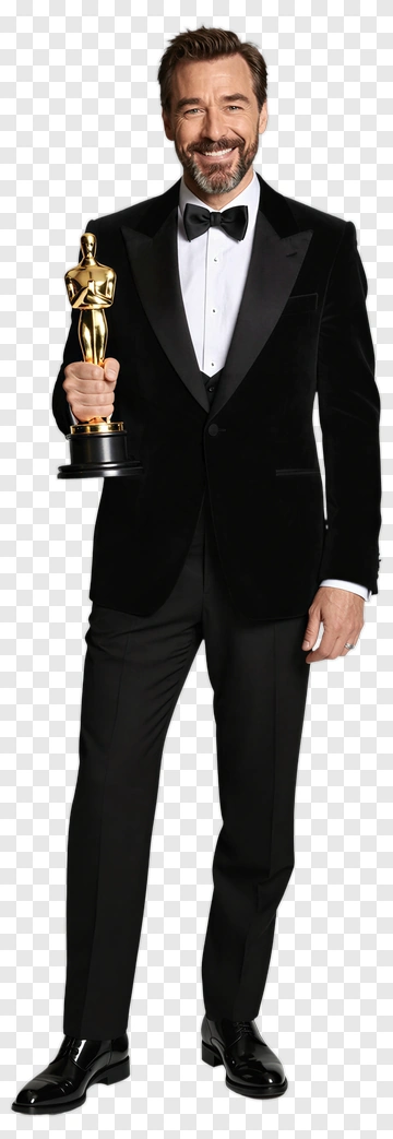 Man Holding Oscar Award PNG