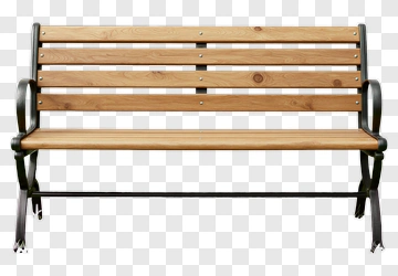 Wooden Bench With Metal Frame PNG