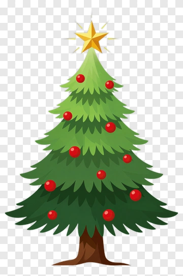 Christmas Tree With Star And Ornaments PNG