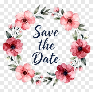 Save The Date Flower Wreath PNG