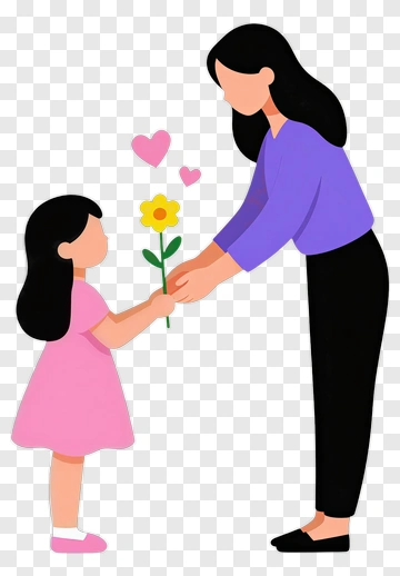 Girl Giving Flower To Woman PNG