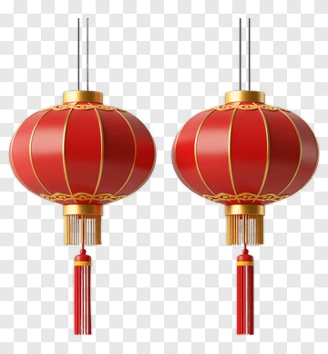 Red Chinese Lanterns With Gold Trim PNG