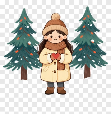 Child Holding Heart In Winter PNG