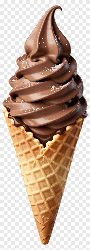 Chocolate Ice Cream In Waffle Cone PNG