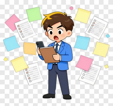Surprised Office Worker With Clipboard PNG